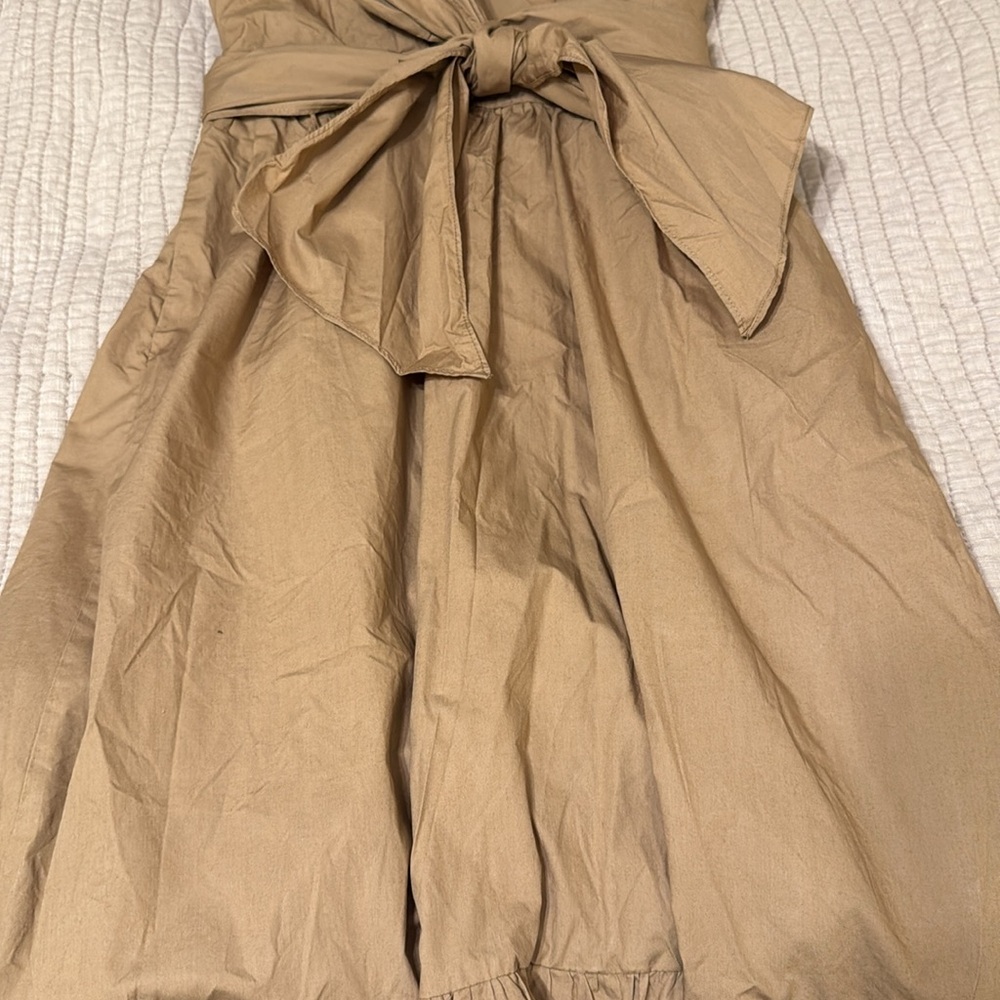 J. Crew Tan Faux Wrap Crisp 100% Cotton Midi Dress - Picture 5 of 12